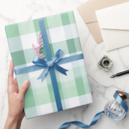 Weiches Minzgrün Weiß Frisches Gingham Karomuster Geschenkpapier