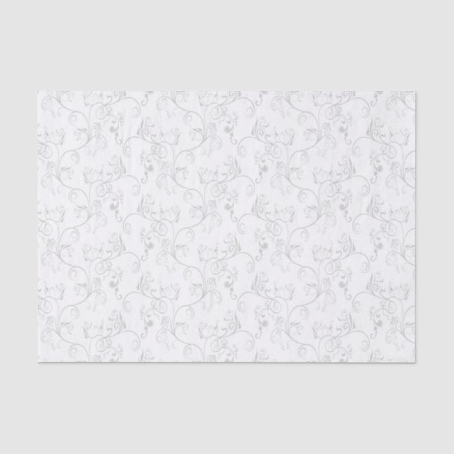 Weiches modernes White&Grey genannt Damask Seidenpapier (Vorderseite)