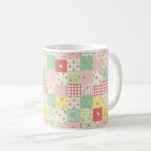 Weiches Pastell-Blumen-Patchwork-Gingham-Karo Kaffeetasse