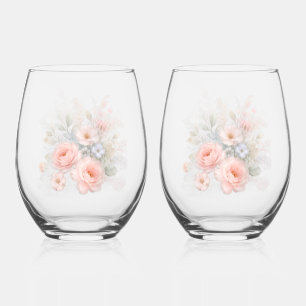 Weiches Pastell-Blumenbouquet Weinglas Ohne Stiel