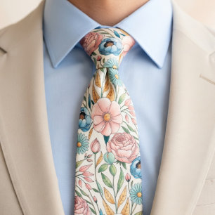 Weiches Pastell-Blumenmuster Krawatte