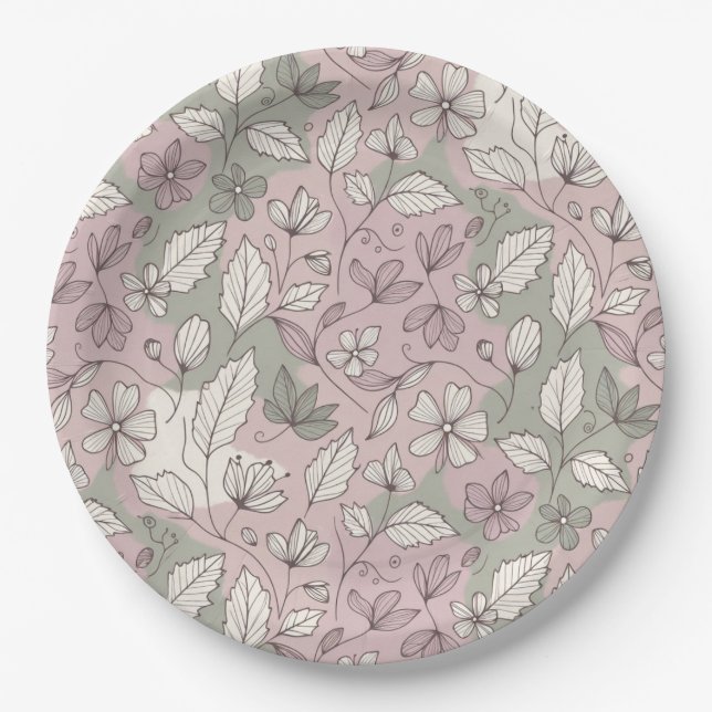 Weiches Pastell-Feminines Boho-Papiertablett Pappteller (Vorderseite)