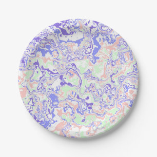 Weiches Pastell Funky Boho Retro Abstrakter Marmor Pappteller