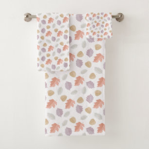 Weiches Pastell-Herbstblatt-Muster Minimalistisc Badhandtuch Set