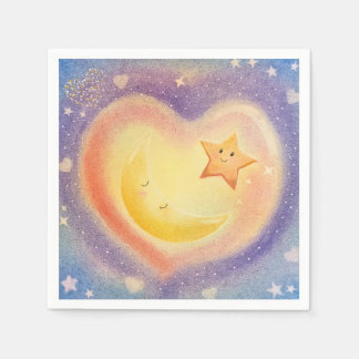 Weiches Pastell Mond Stern Traumhafter Himmel Desi Serviette
