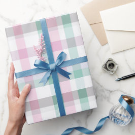 Weiches Pastell-Rosa-Mint-Gingham-Weiß-Karomuster Geschenkpapier