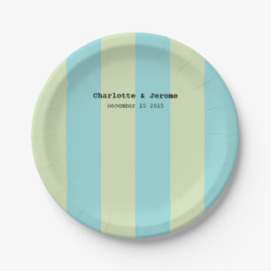 Weiches Pastell-Streifenmuster – Limettencreme & N Pappteller