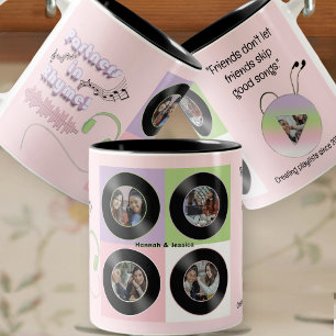 Weiches Pastell-Vinyl-Musik-Beste-Freundin-Foto-Ge Zweifarbige Tasse