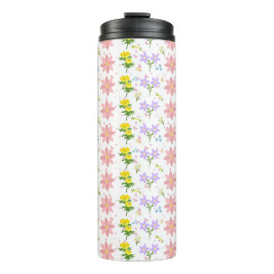 Weiches Pastell-Wildblumen-Botanik-Muster Thermal Thermosbecher