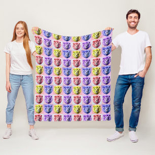 Weiches Pastellfarben-Löwenkopf-Karo-Muster-Design Fleecedecke