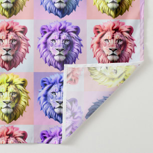 Weiches Pastellfarben-Löwenkopf-Karo-Muster-Design Wandteppich