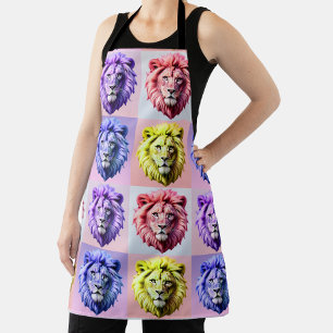 Weiches Pastellfarben-Löwenkopf-Karo-Musterdesign Schürze