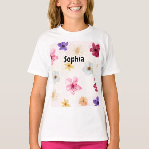 Weiches Pastellrosa-Blumen-Watercolor-Design T-Shirt