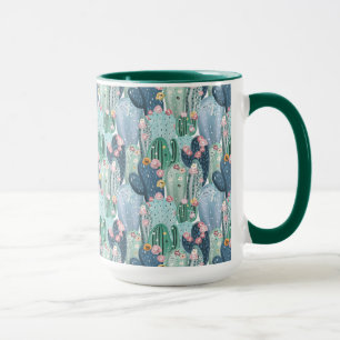 Weiches Patel Kaktus-Muster des Monogramm-  Tasse