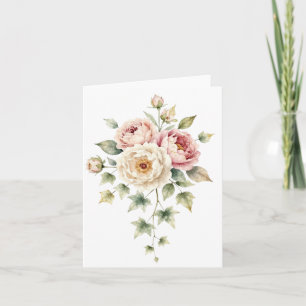 Weiches Pfingstrosenbouquet Wasserfarben Eleganz Einladung
