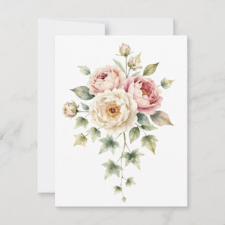 Weiches Pfingstrosenbouquet Wasserfarben Eleganz RSVP Karte