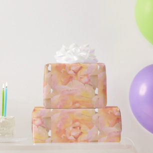Weiches Pfirsich-Rosa-Gelb-Abstraktes Rosen-Design Geschenkpapier