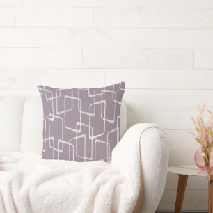 Weiches Purpur Retro-Lino-Druck geometrisches Must Kissen