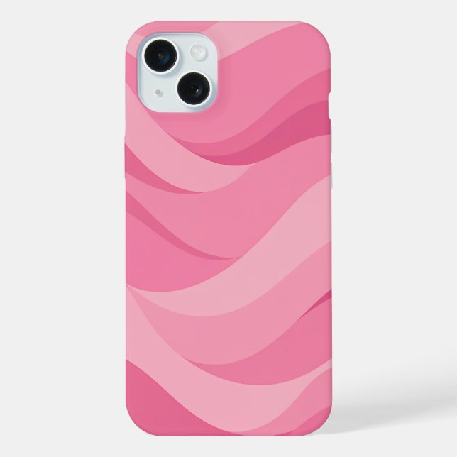 Weiches Rosa abstraktes Wellenmuster iPhone 15 Plus Hülle (Rückseite)