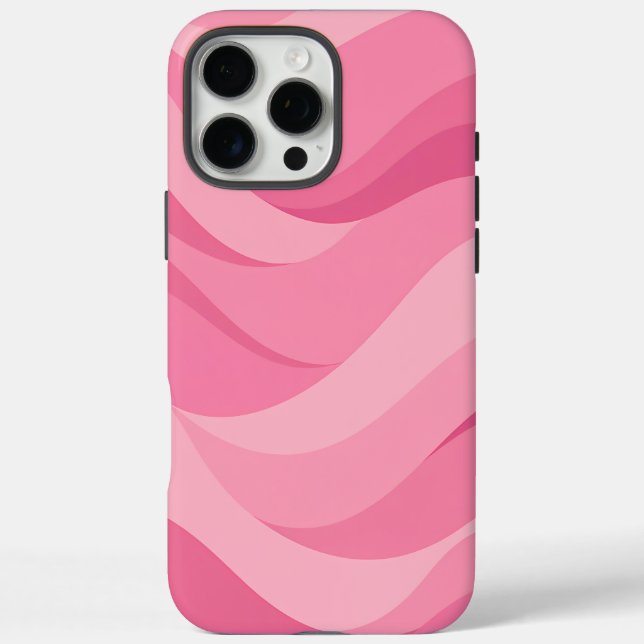 Weiches Rosa abstraktes Wellenmuster iPhone 16 Pro Max Hülle (Rückseite)