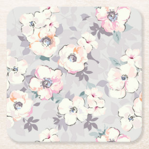 Weiches rosa Aquarell-Muster Rechteckiger Pappuntersetzer