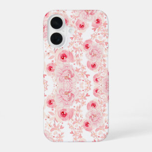 Weiches Rosa Aquarell-Rosen nahtloses Muster iPhone 16 Hülle