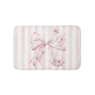 Weiches rosa Band mit Schmetterlingen Badematte