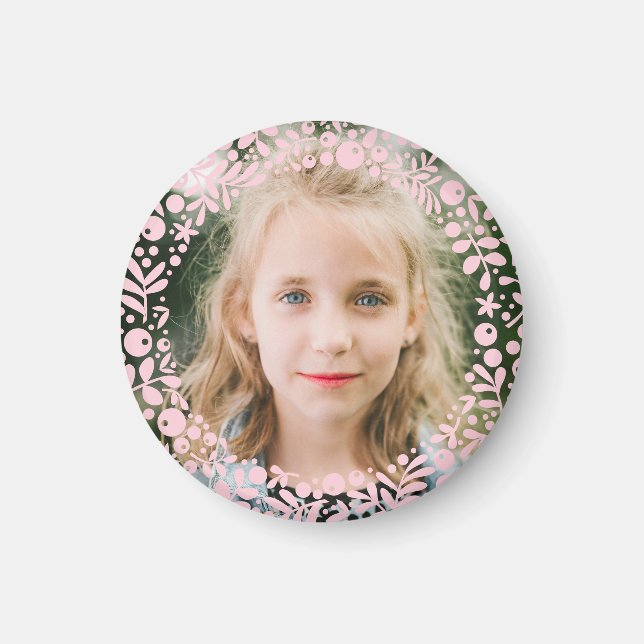 Weiches Rosa-Beeren-Rahmenfoto Magnet (Vorne)