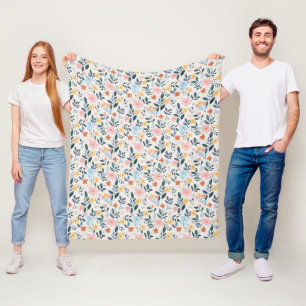 Weiches Rosa Blau Ditsy Blumenmuster Fleecedecke