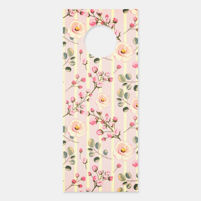 Weiches rosa Blumenstreifenmuster Türanhänger (Vorderseite)