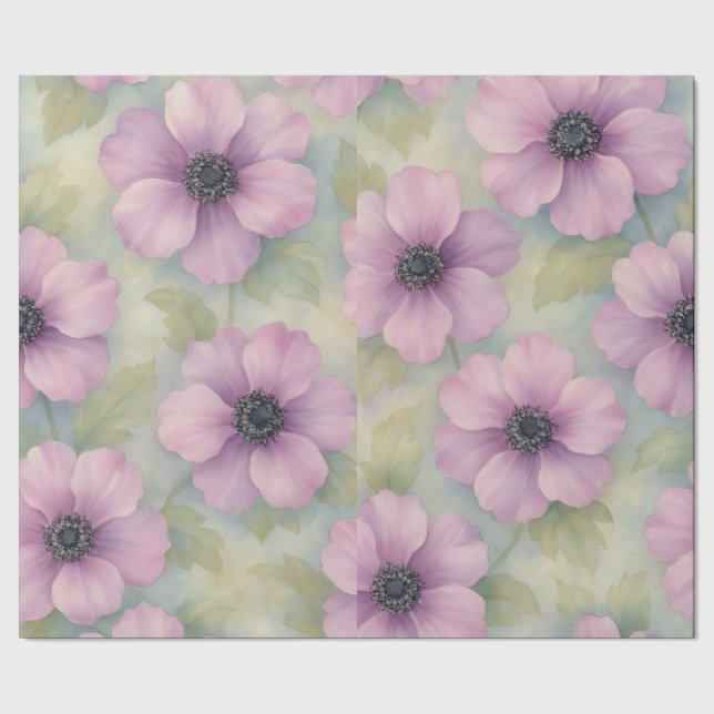 Weiches Rosa Botanisches Blumen Geschenkpapier (Saum)