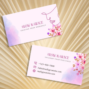 Weiches Rosa Florales Elegantes Friseur-Design Visitenkarte