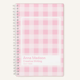 Weiches Rosa Gingham Transparenter Rahmen Notizbuch