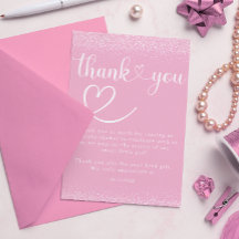 Weiches Rosa Glitter Dankeschön Herz Schrift