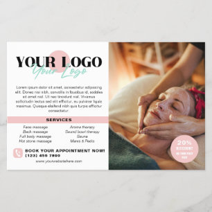 Weiches Rosa Ihre Logo Fotos QR Spa Salon Flyer