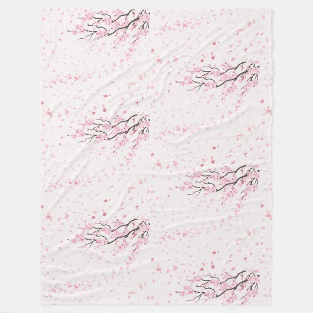Weiches Rosa Kirschblüten Blumenmuster Fleece  (Vorderseite)