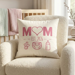 Weiches Rosa Neue Mama Erstes Jahr Baby Icons Desi Kissen