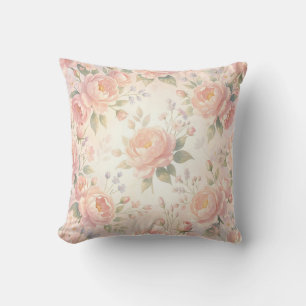 Weiches Rosa Pfingstrosen-Blumenmuster Kissen