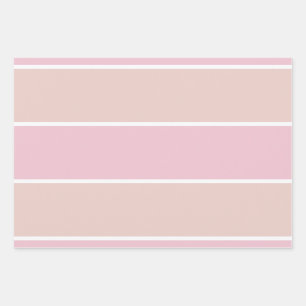 Weiches Rosa und Beige Vertikalstreifenmuster Geschenkpapier Set