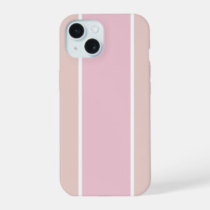 Weiches Rosa und Beige Vertikalstreifenmuster iPhone 15 Hülle