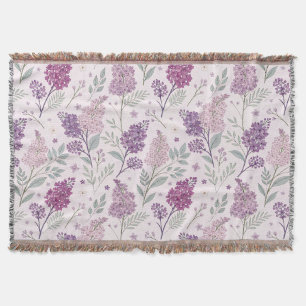 Weiches Rosa und Lila Flieder Blumenmuster Decke