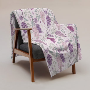 Weiches Rosa und Lila Flieder Blumenmuster Fleecedecke