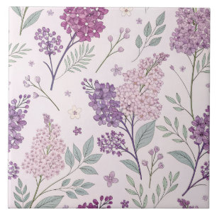 Weiches Rosa und Lila Flieder Blumenmuster   Fliese