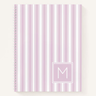 Weiches Rosa und Weiß gestreifte Monogramm-Ticking Notizbuch