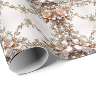Weiches Rosa und Weiße Blumen Geschenkpapier