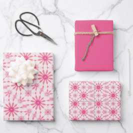 Weiches rosa und weißes Fliesenmuster Geschenkpapier Set