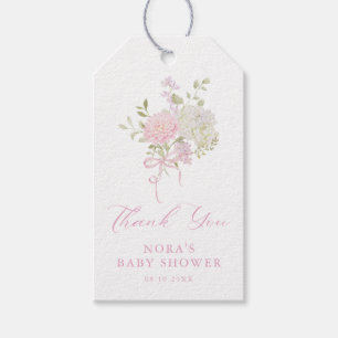 Weiches Rosa Vintage Blumenstrauß Geschenkanhänger