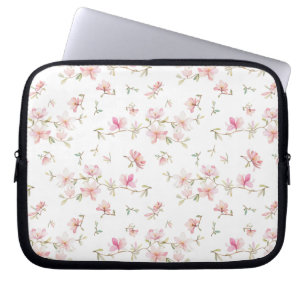 Weiches rosa Watercolor-Blumen-Muster Laptopschutzhülle