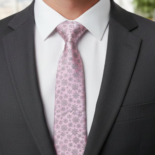 Weiches Rosa Weihnachten mit eleganten Schneeflock Krawatte