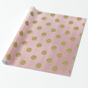 Weiches Rosenrosa Gold Glitter Glam Polka Punkte P Geschenkpapier